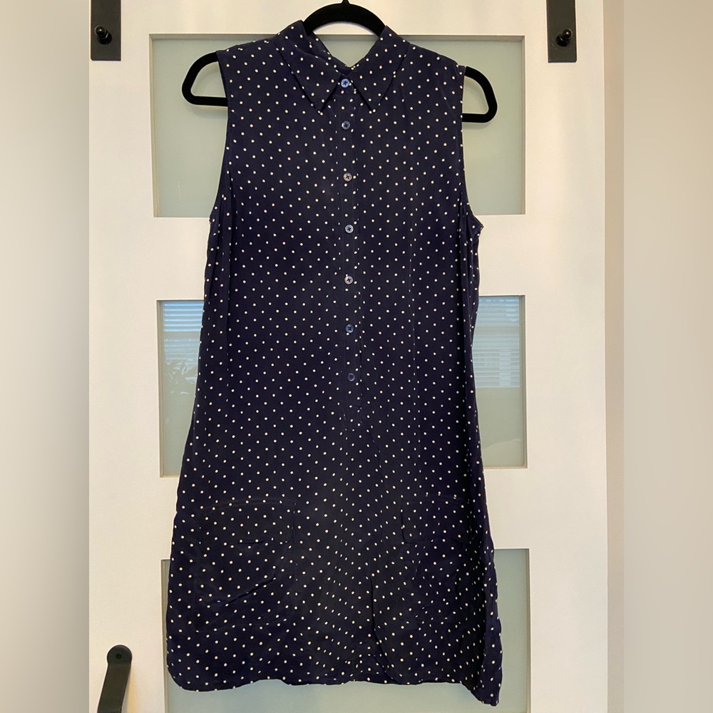 Equipment silk tank dress Navy polka dots size L